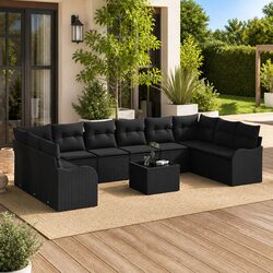 Stylish Modular Black Garden Sofa Set for Outdoor Use