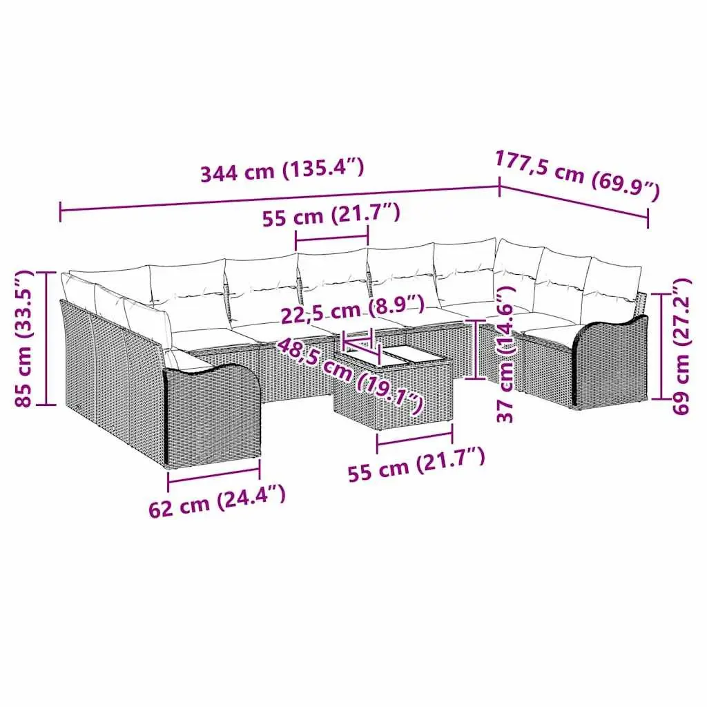 Modular Black Garden Sofa Set for Outdoor Use