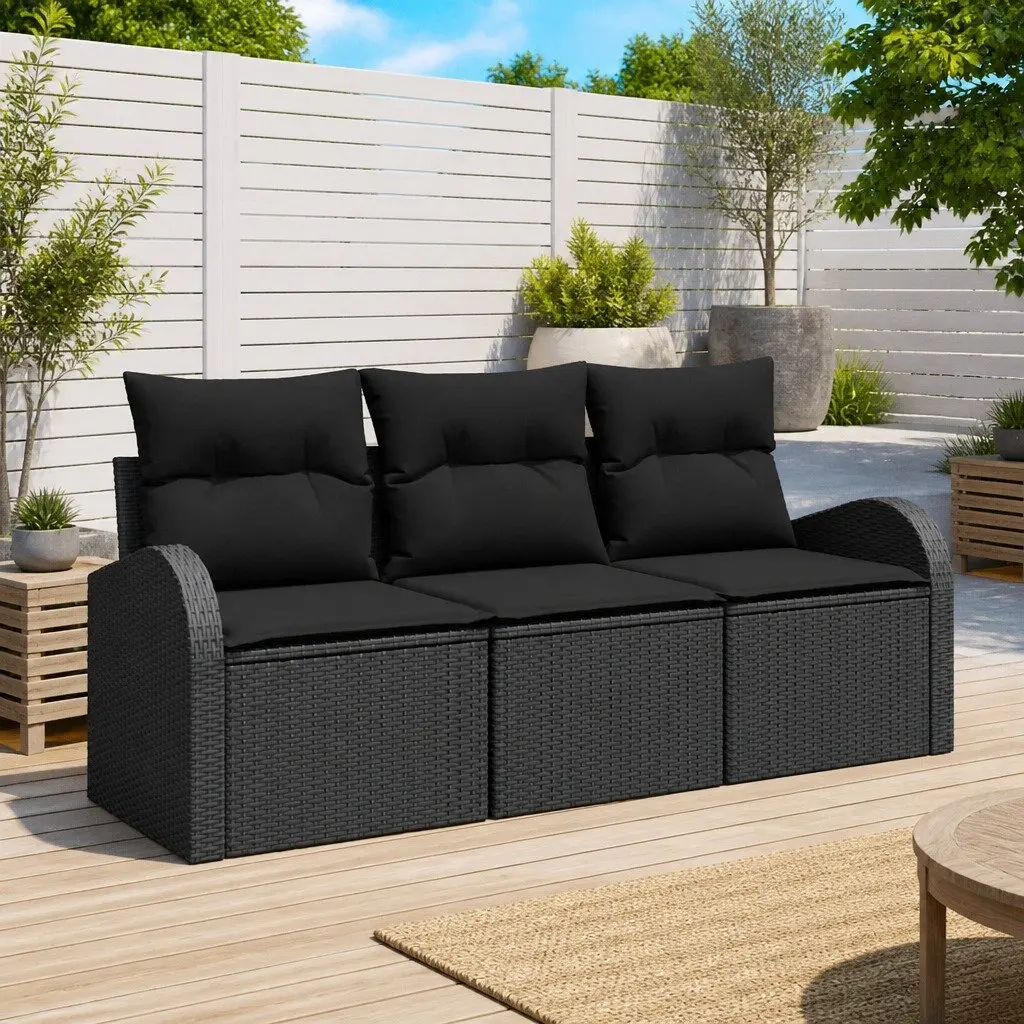 Black Poly Rattan Outdoor Modular Sofa Set