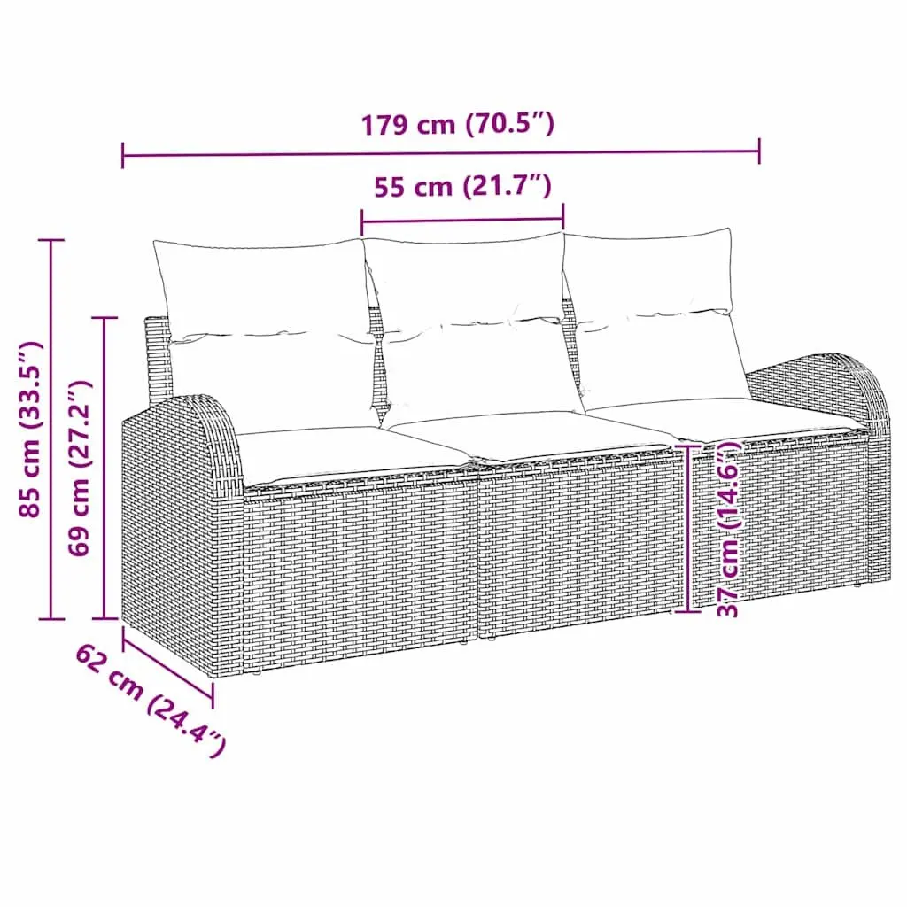 Black Poly Rattan Outdoor Modular Sofa Set