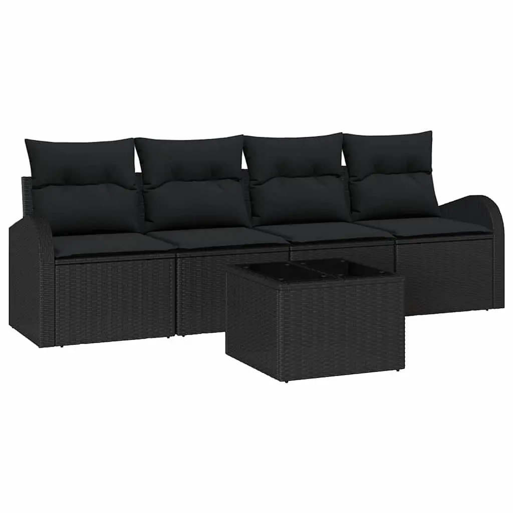 Black Modular Outdoor Sofa Set with Cushions