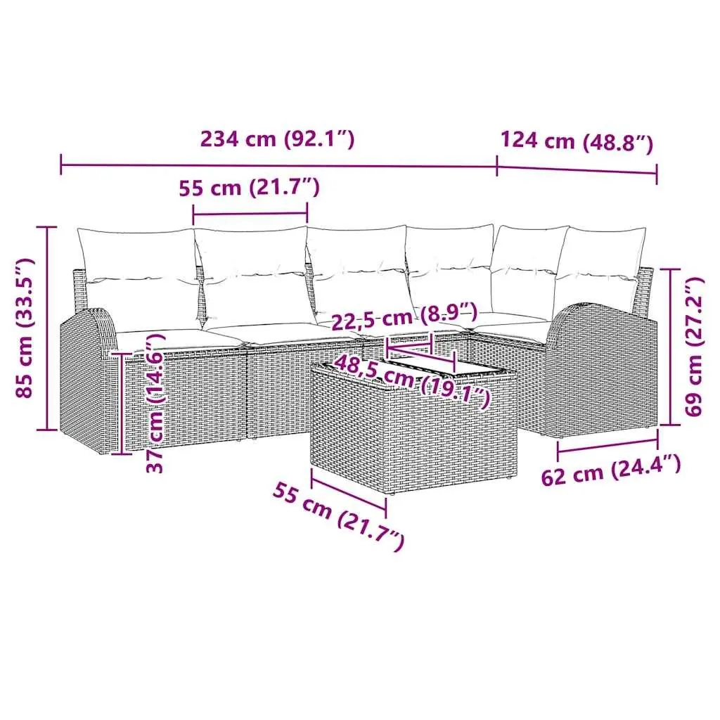 Black Poly Rattan Outdoor Modular Sofa Set
