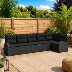 Premium 6-Piece Outdoor Garden Sofa Set in Black
