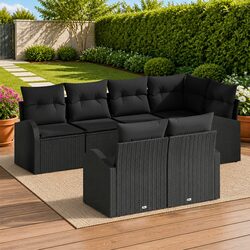 Modular Black Rattan Garden Sofa Set for Durability