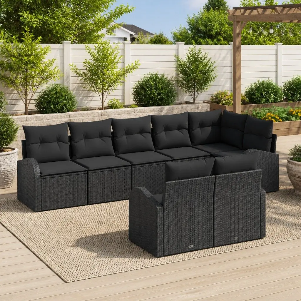Modular 8-Piece Outdoor Garden Sofa Set in Black