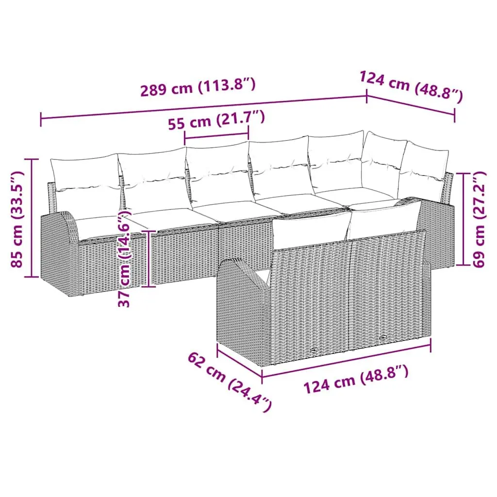 Modular 8-Piece Outdoor Garden Sofa Set in Black