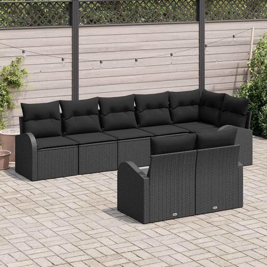 Modular 8-Piece Outdoor Garden Sofa Set in Black