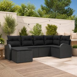 Premium Modular Black Poly Rattan Garden Sofa Set