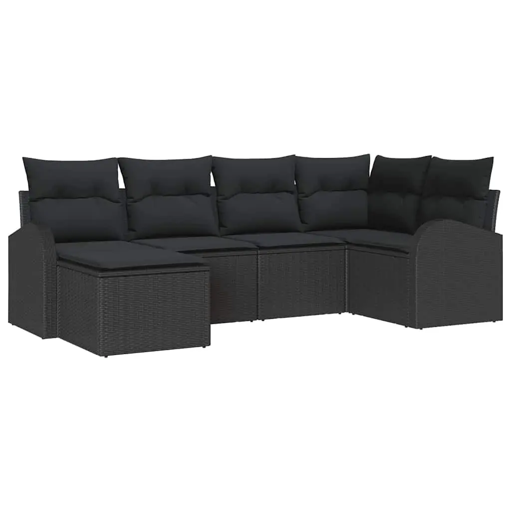 Modular Black Poly Rattan Garden Sofa Set