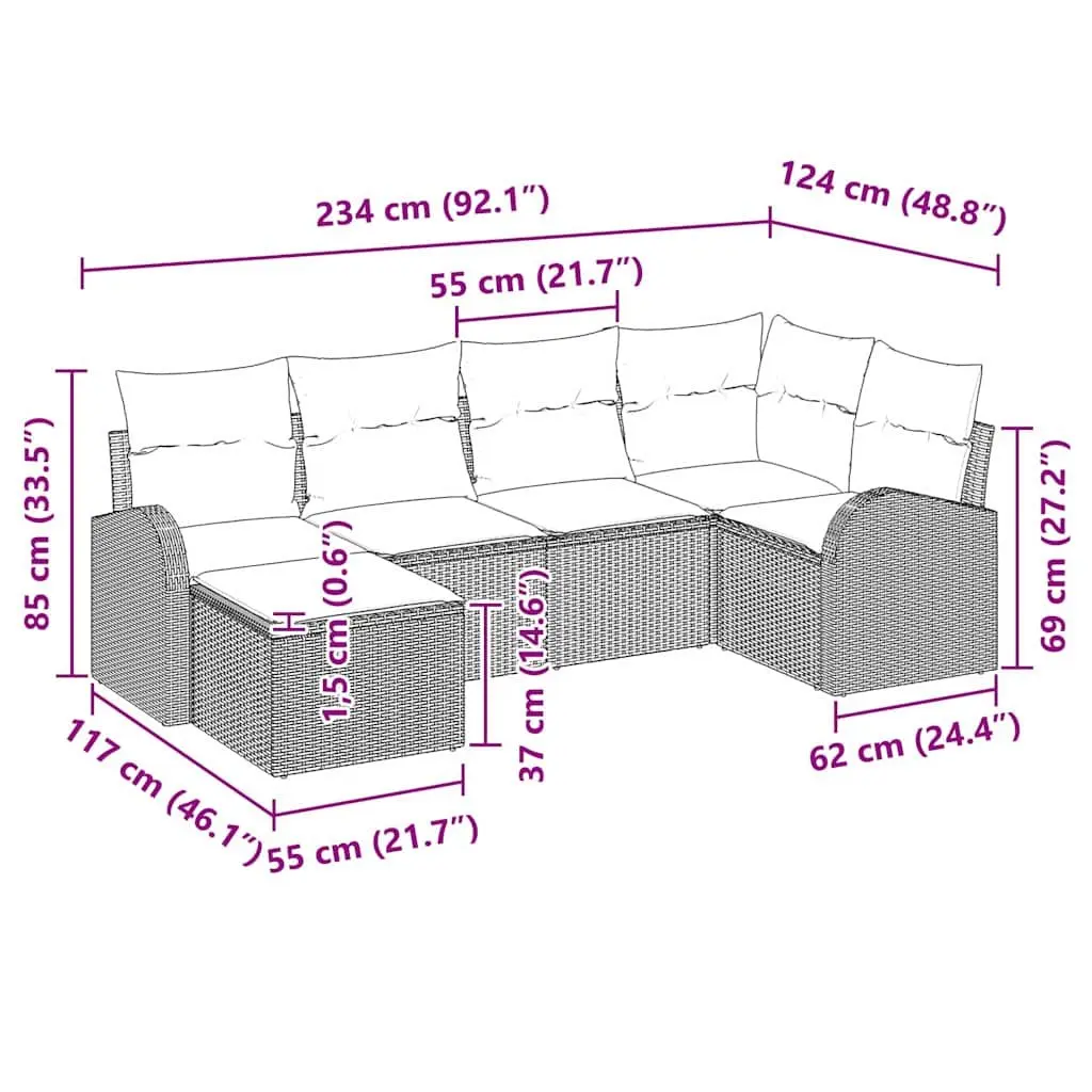 Modular Black Poly Rattan Garden Sofa Set