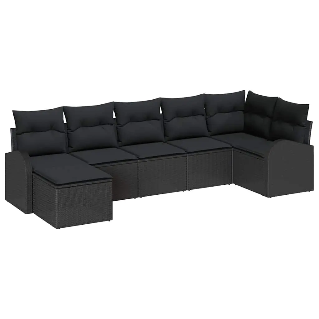 7-Piece Black Modular Garden Sofa Set