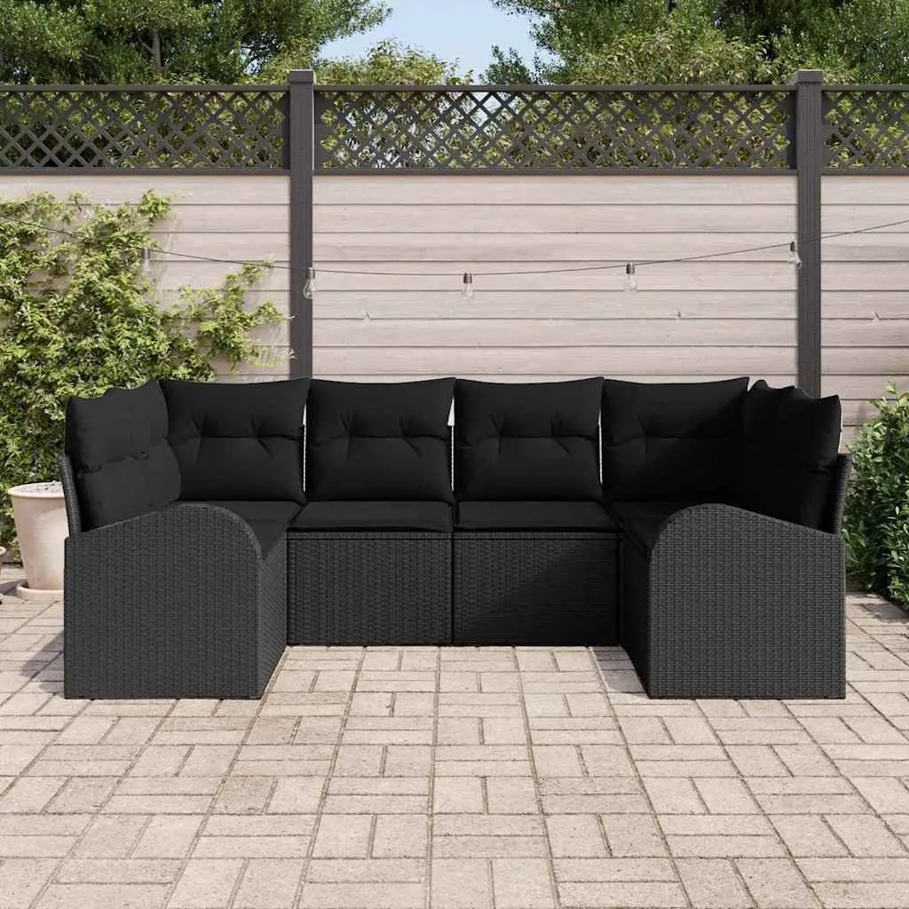 Modular 6-Piece Outdoor Sofa Set in Black