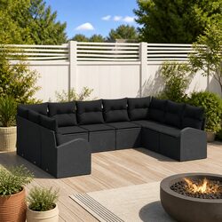 Stylish Modular Outdoor Sofa Set in Black Poly Rattan