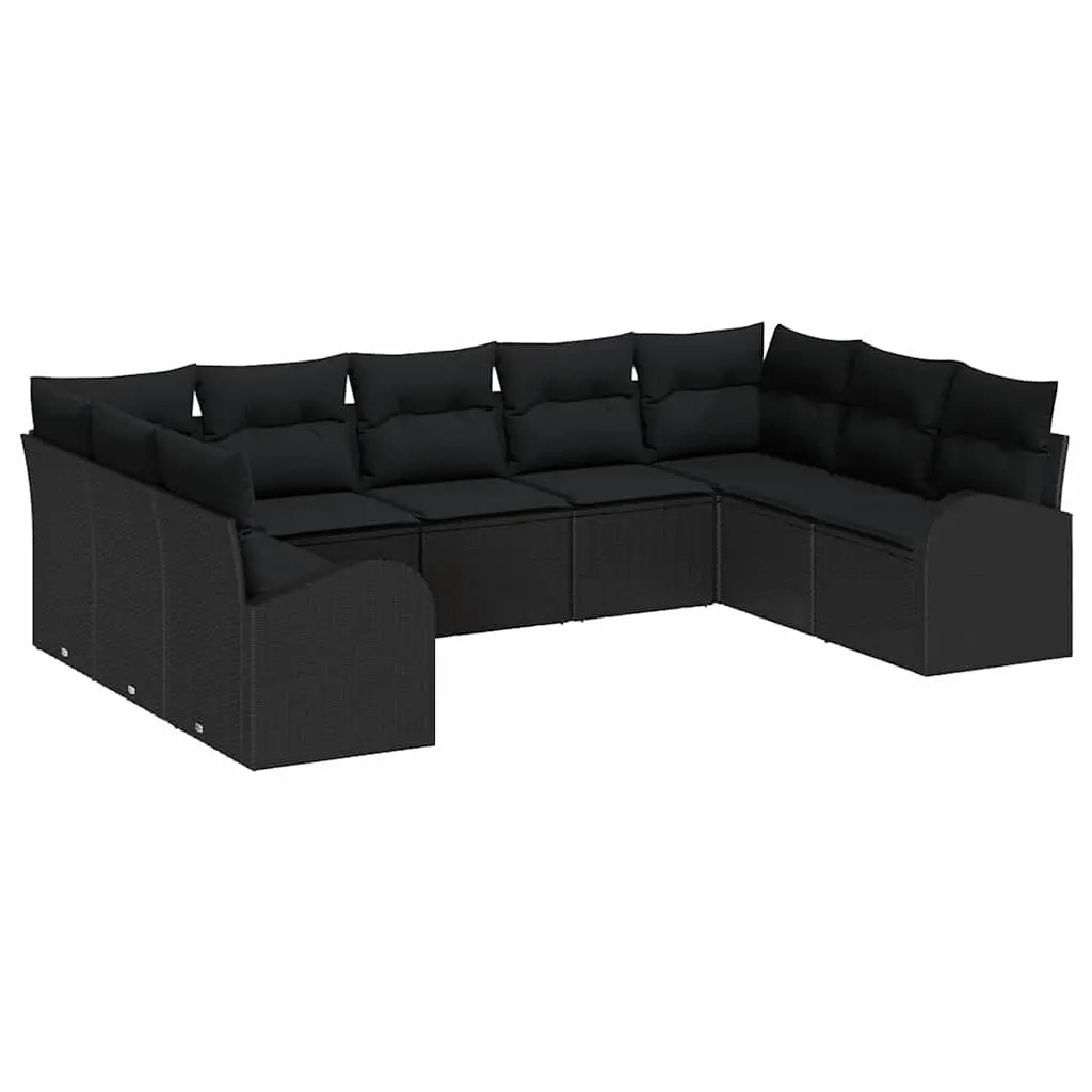 Modular Outdoor Sofa Set in Black Poly Rattan