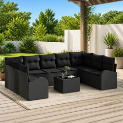 Premium Black Poly Rattan Modular Outdoor Sofa Set