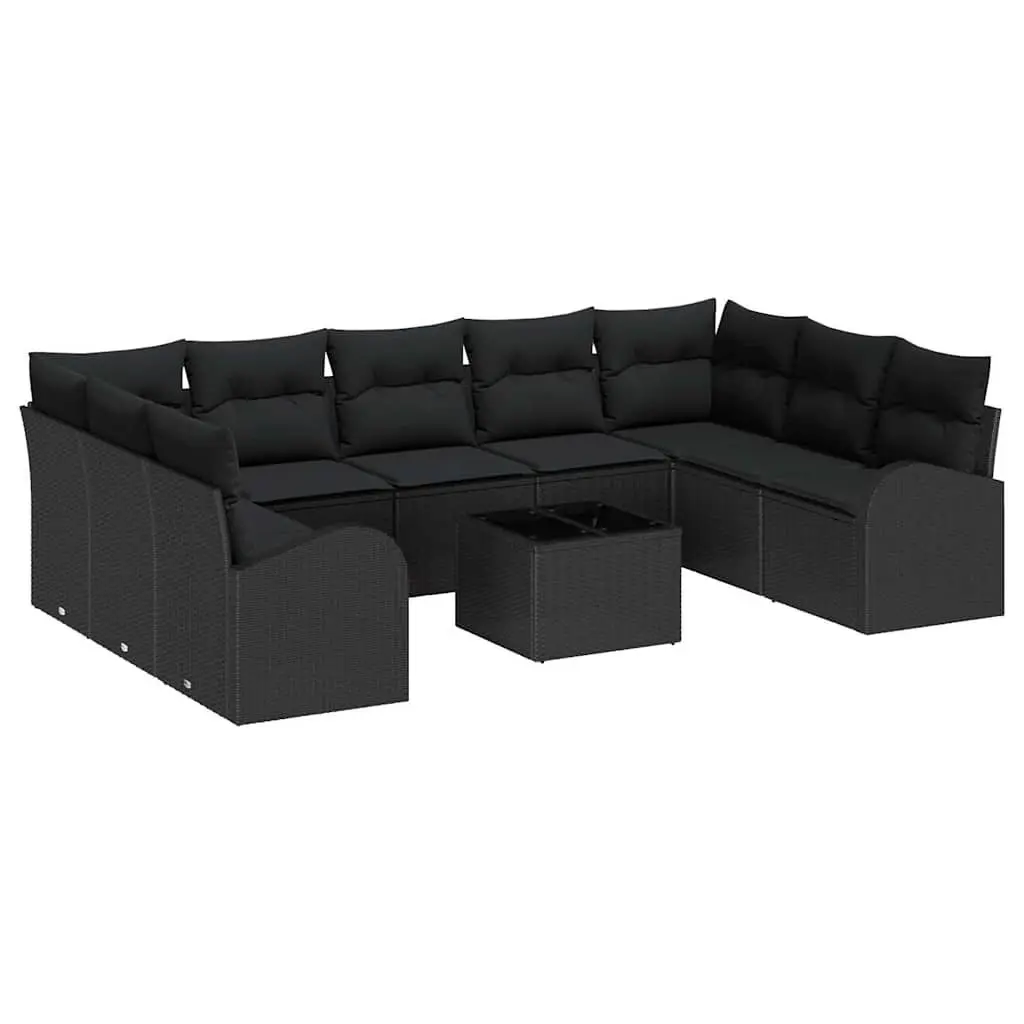 Black Poly Rattan Modular Outdoor Sofa Set
