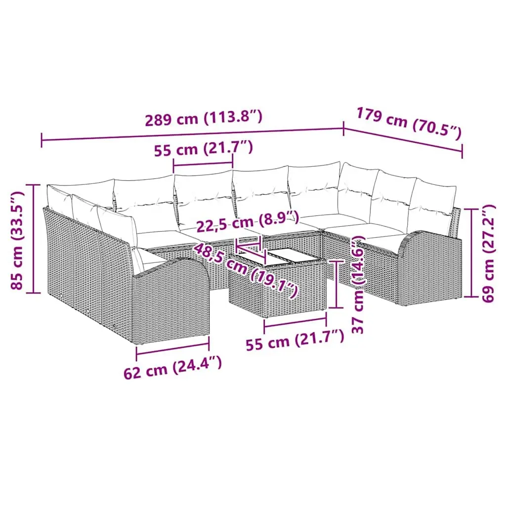 Black Poly Rattan Modular Outdoor Sofa Set