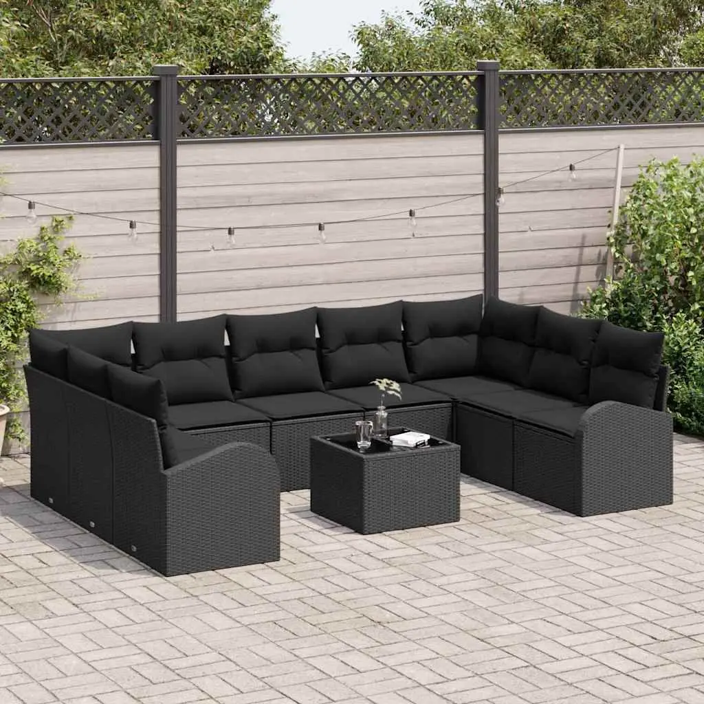 Black Poly Rattan Modular Outdoor Sofa Set