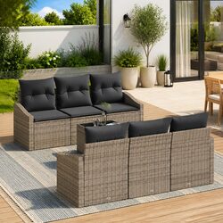 7-Piece Garden Furniture Sofa Set with Cushions - Grey