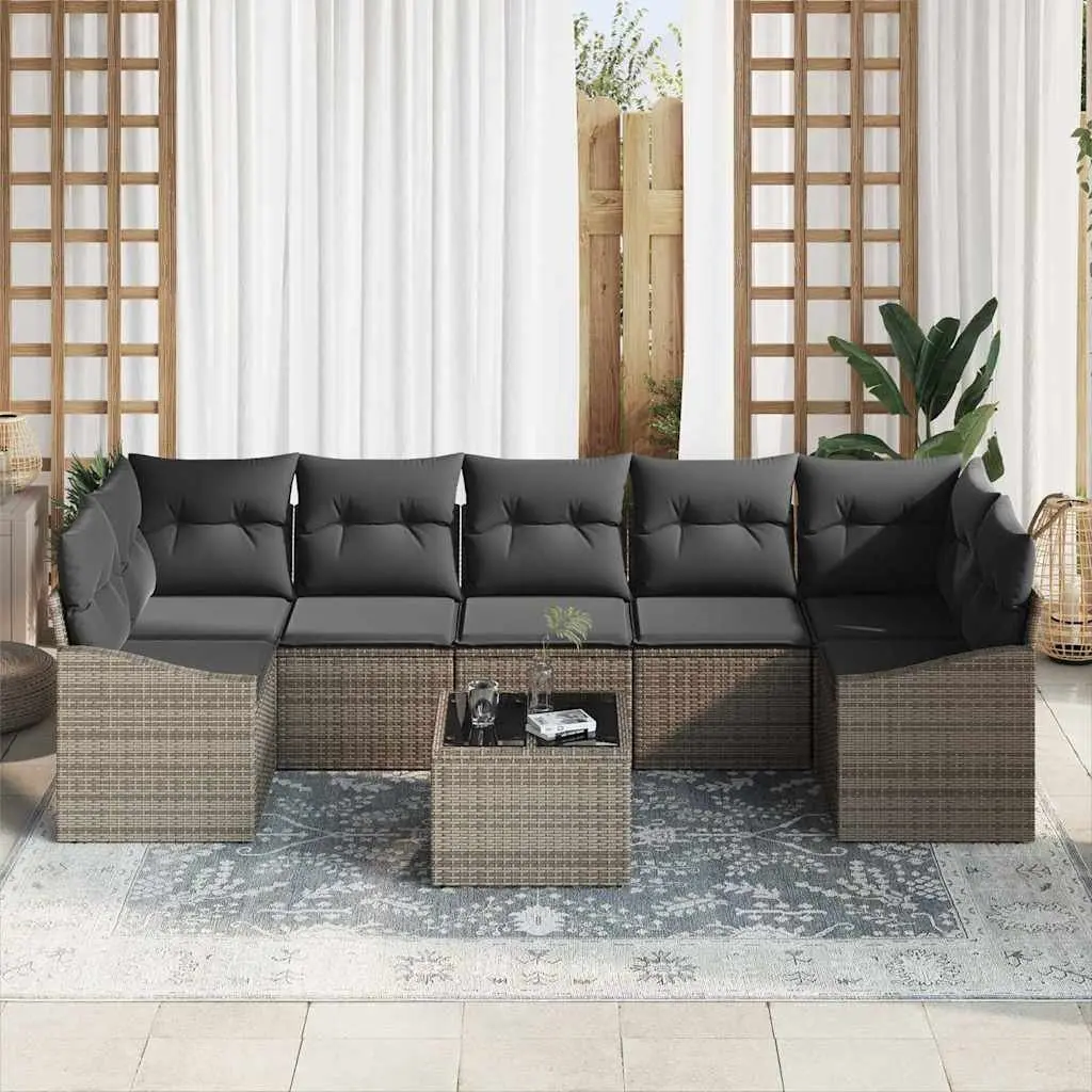 Outdoor Sofa Set with Cushions and Glass Top