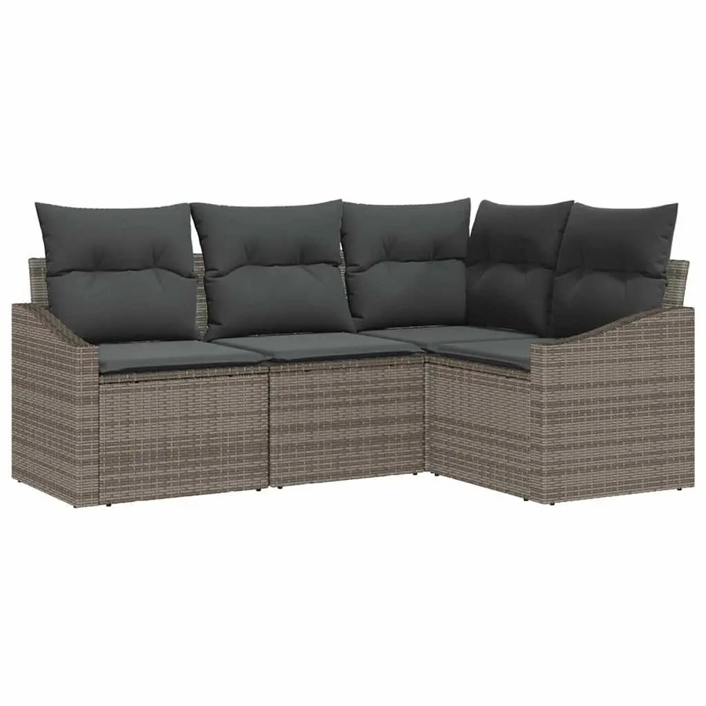 Outdoor Sofa Set Poly Rattan 4 Piece Grey Garden Furniture Patio Sectional
