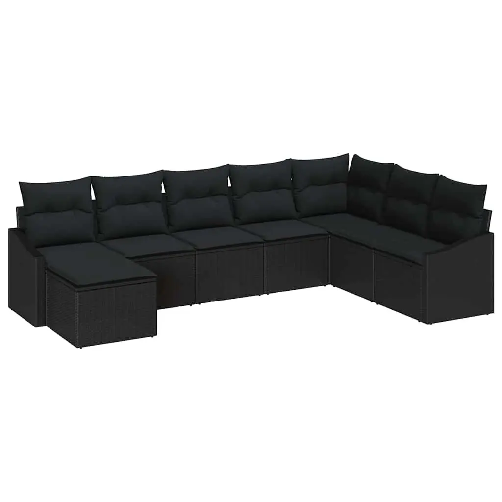 Outdoor Garden Sofa Set Poly Rattan 8 Piece Modular Black