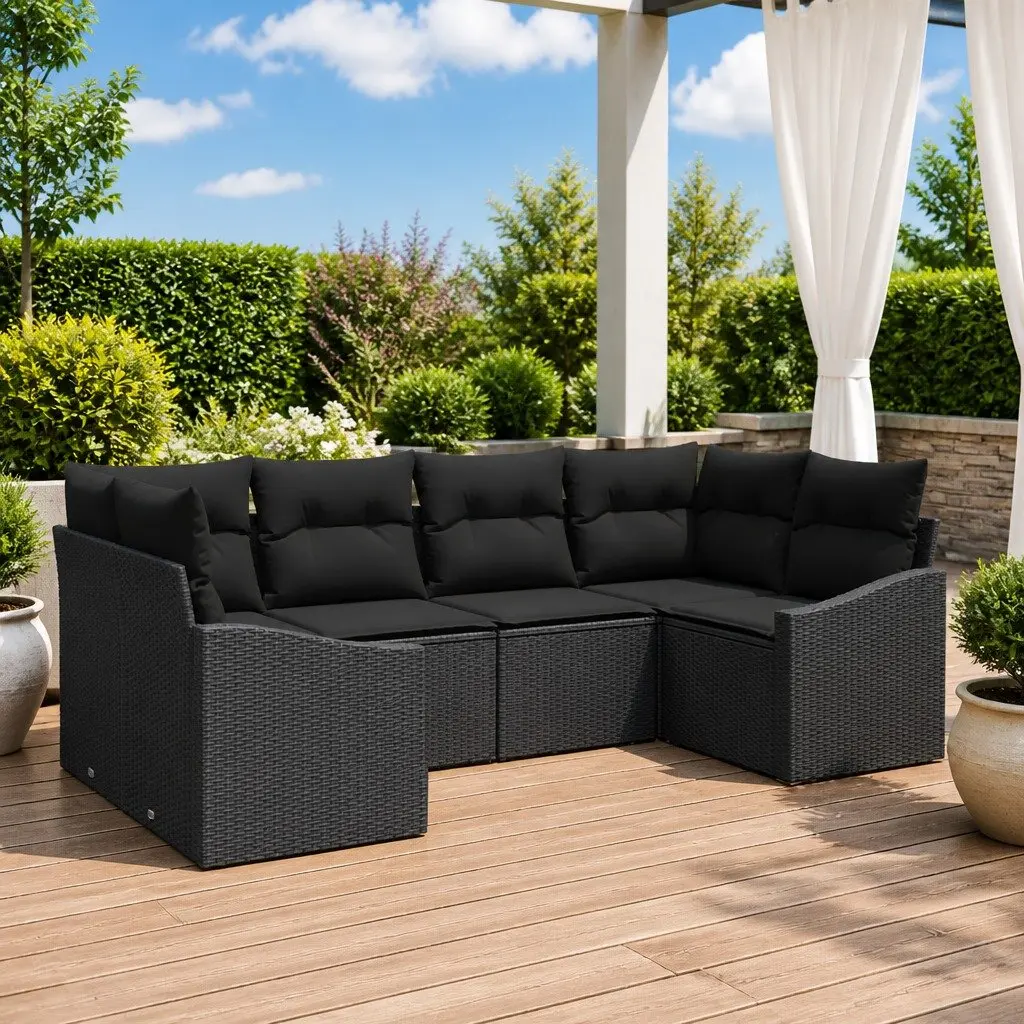 6 Piece Modular Rattan Patio Sofa Set