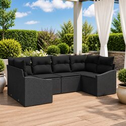 Sturdy 6 Piece Modular Rattan Patio Sofa Set