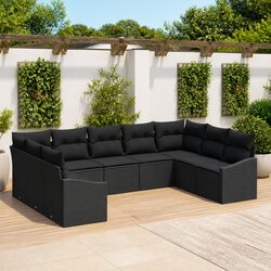 Durable 9-Piece Outdoor Modular Sofa Set in Black