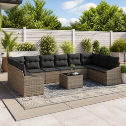 Grey Modular Outdoor Sofa Set 11 Pieces in Poly Rattan