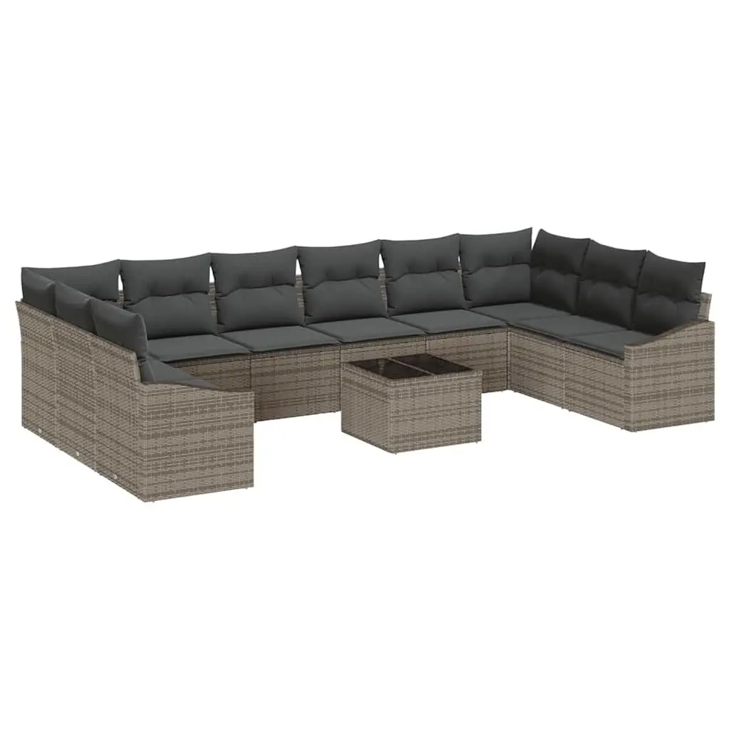 Grey Modular Outdoor Sofa Set 11 Pieces in Poly Rattan