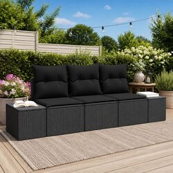 Black Modular Rattan Garden Sofa Set for Ultimate Comfort