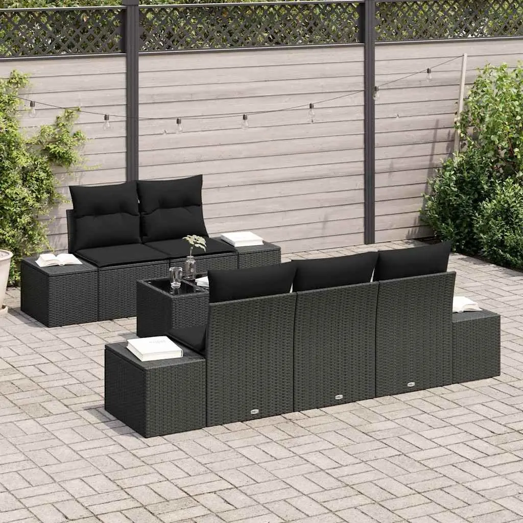 Garden Sofa Set Outdoor Furniture Poly Rattan Black with Cushions Modular