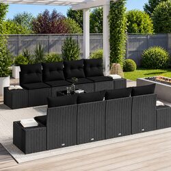 Stylish 7 Piece Modular Outdoor Garden Sofa Set in Black