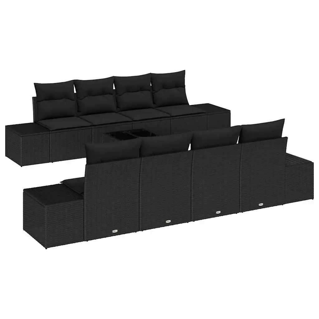 7 Piece Outdoor Garden Sofa Set Modular Poly Rattan Black Patio Furniture