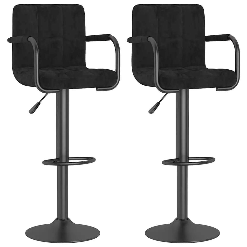 Height Adjustable Black Velvet Bar Stools 2-Pack