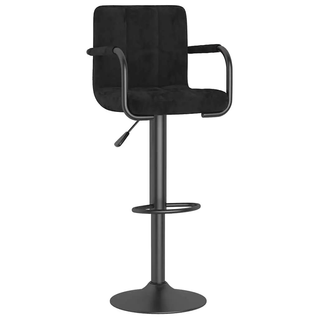Height Adjustable Black Velvet Bar Stools 2-Pack