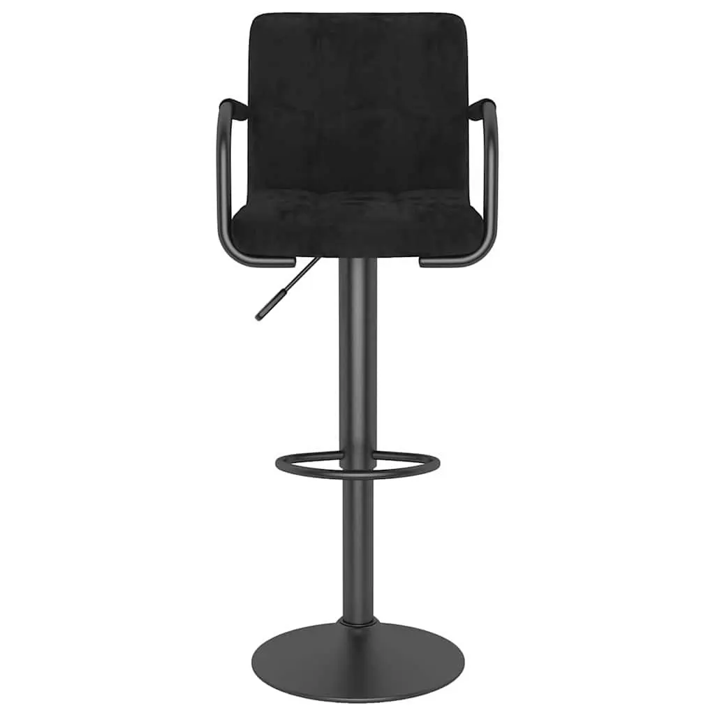 Height Adjustable Black Velvet Bar Stools 2-Pack