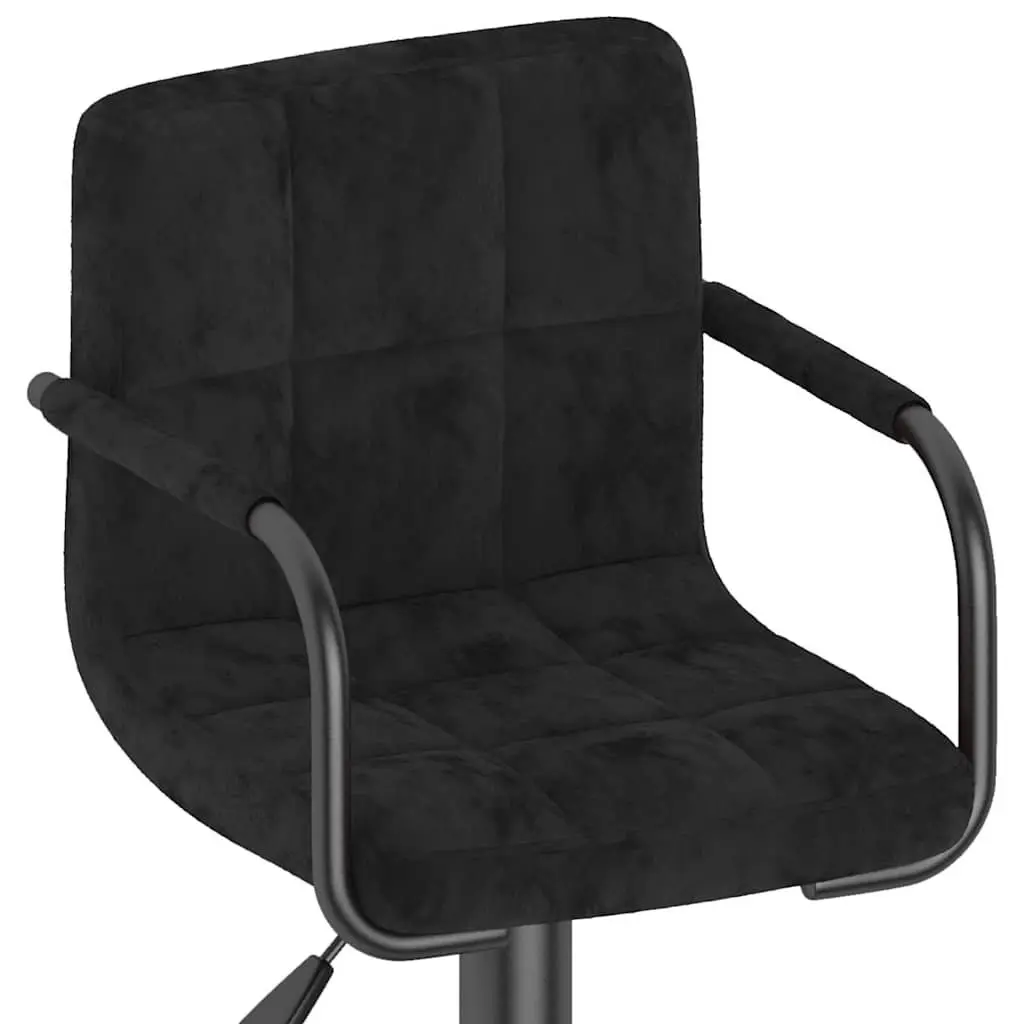 Height Adjustable Black Velvet Bar Stools 2-Pack