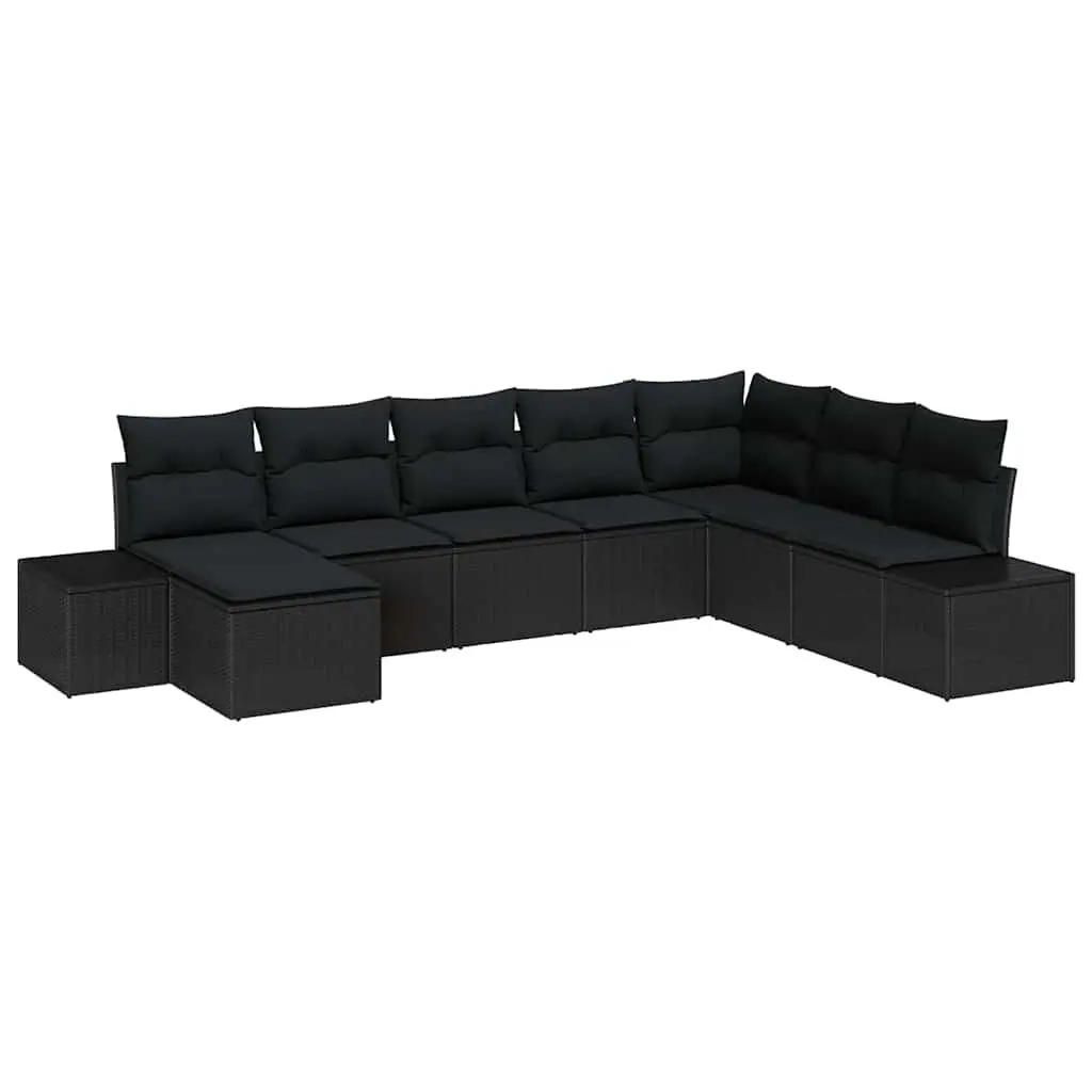 Outdoor Sofa Set Poly Rattan 8 Piece Modular Garden Furniture Black