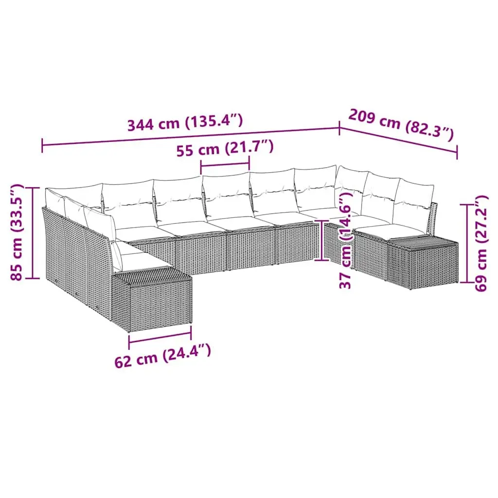 10-Piece Modular Garden Sofa Set