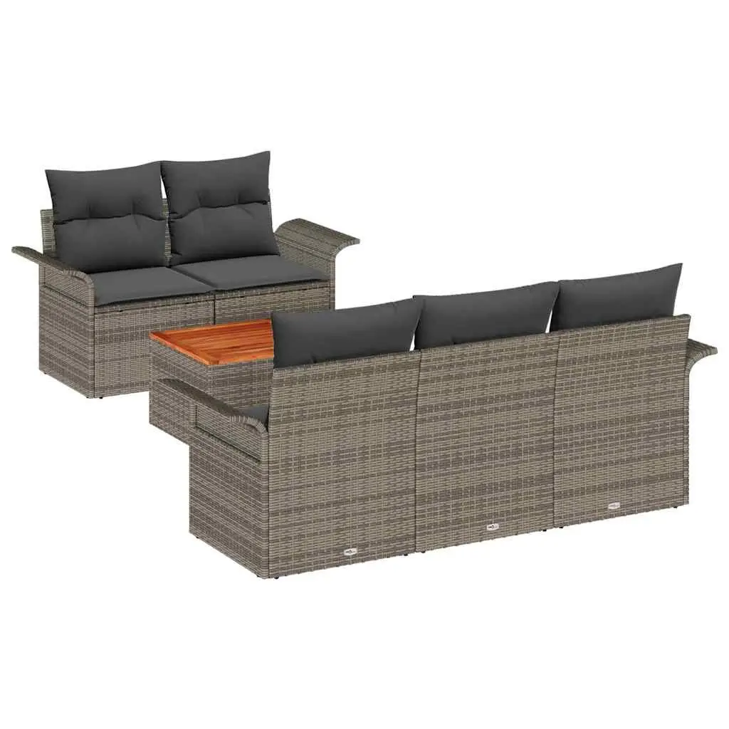 Modular Garden Sofa Set 6 Pcs Grey Poly Rattan