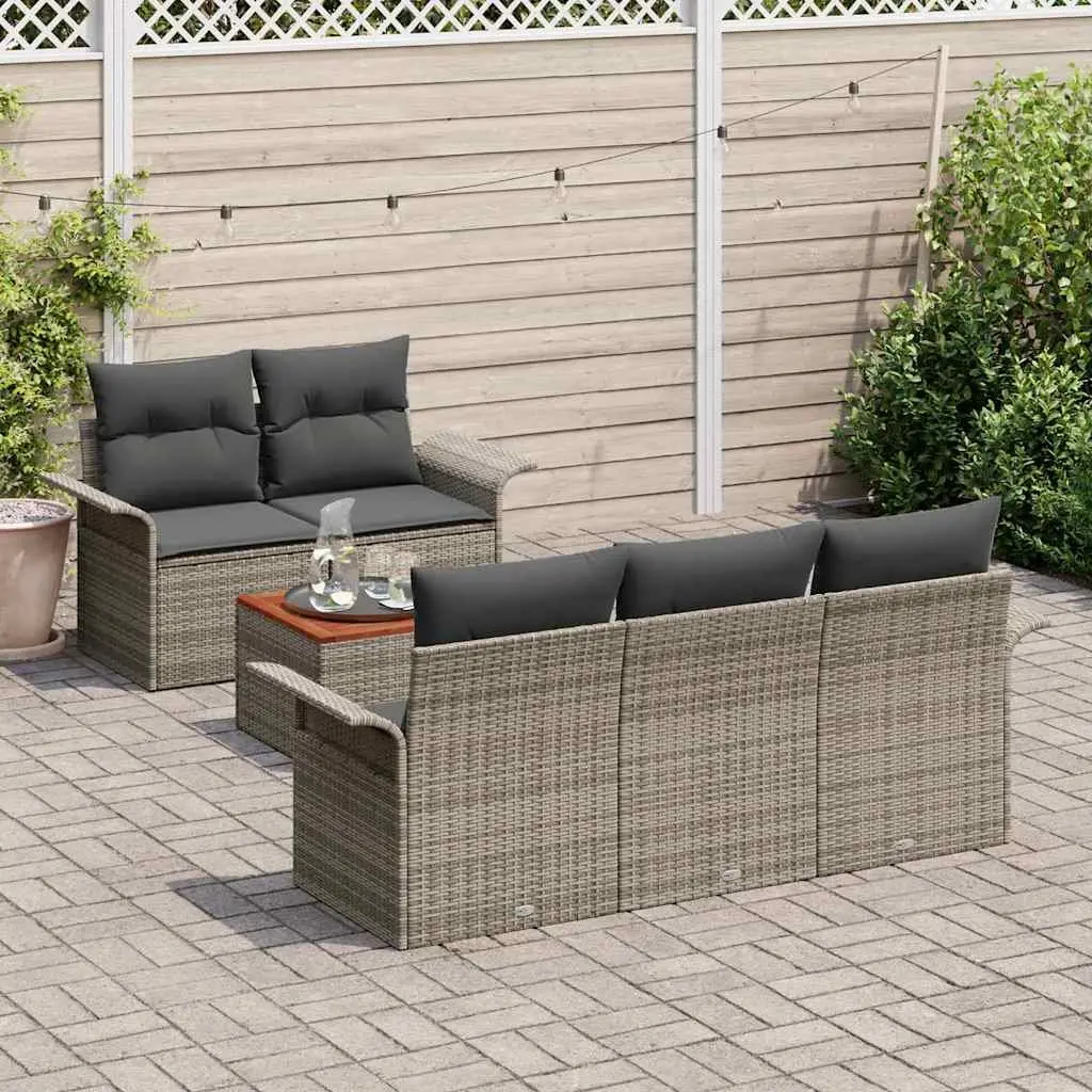 Modular Garden Sofa Set 6 Pcs Grey Poly Rattan