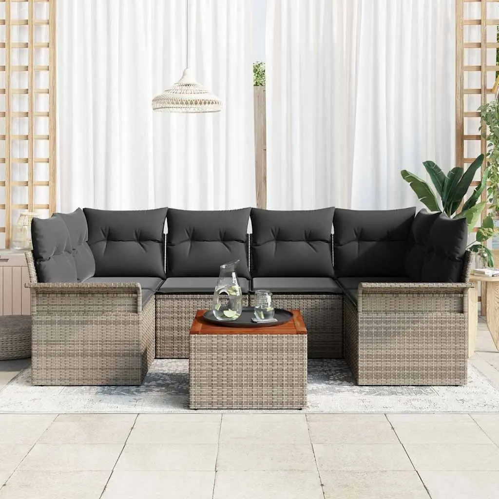 Modular Garden Sofa Set 7 Pieces in Grey