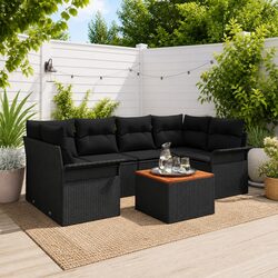 Premium 7-Piece Modular Garden Sofa Set in Black