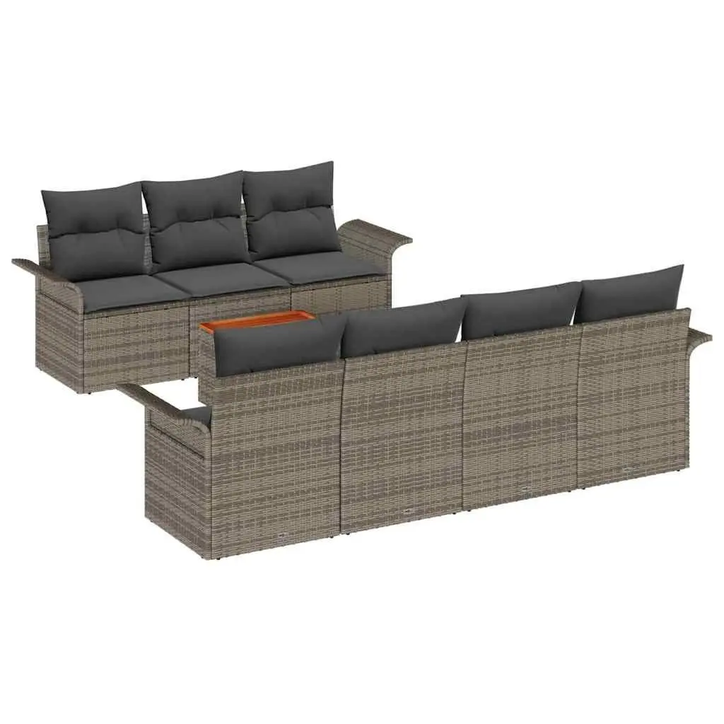 8-Piece Grey Poly Rattan Garden Sofa Set