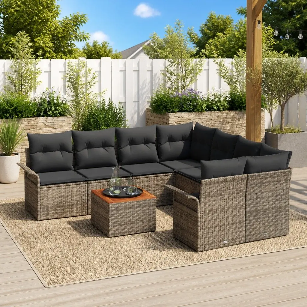 9 Piece Grey Modular Outdoor Sofa Set