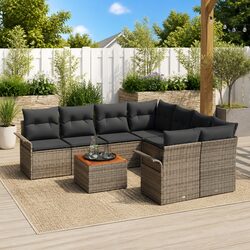 Stylish 9 Piece Grey Modular Outdoor Sofa Set