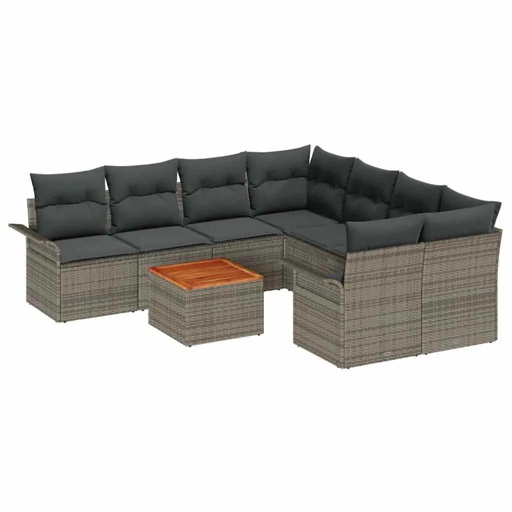 9 Piece Grey Modular Outdoor Sofa Set