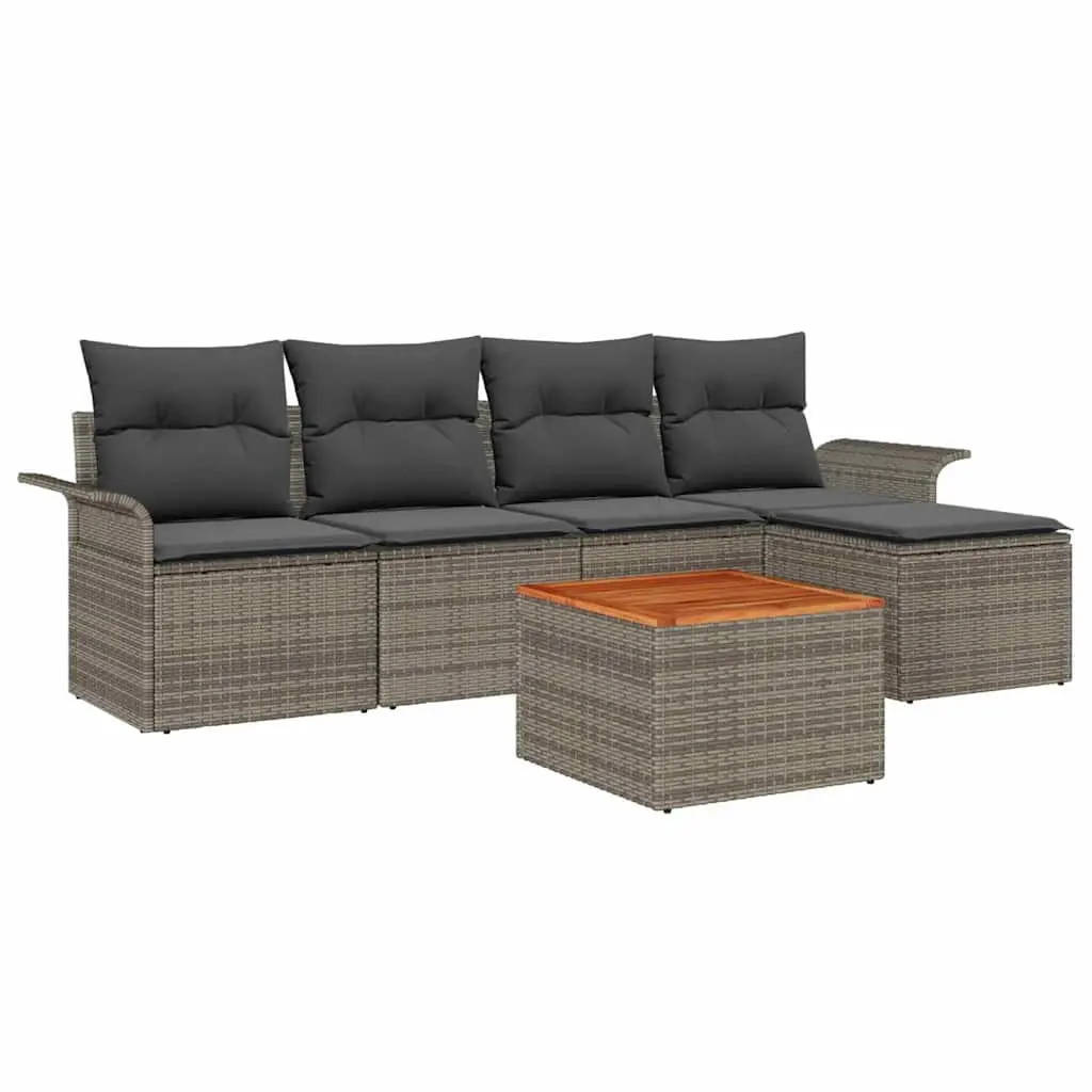 6-Piece Grey Modular Garden Sofa Set with Durable Build
